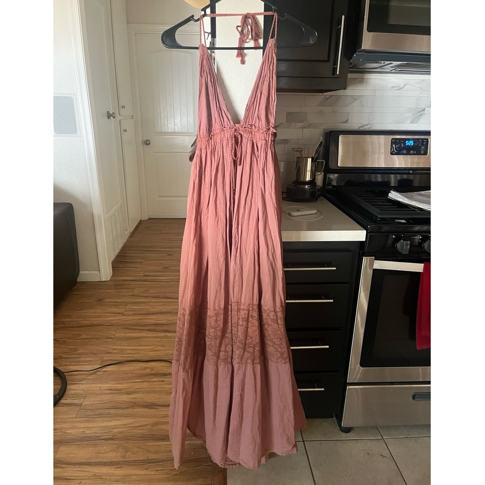 ASOS Design Maxi Sundress Dusty Pink Size 8 Boho Flowy Long Dress